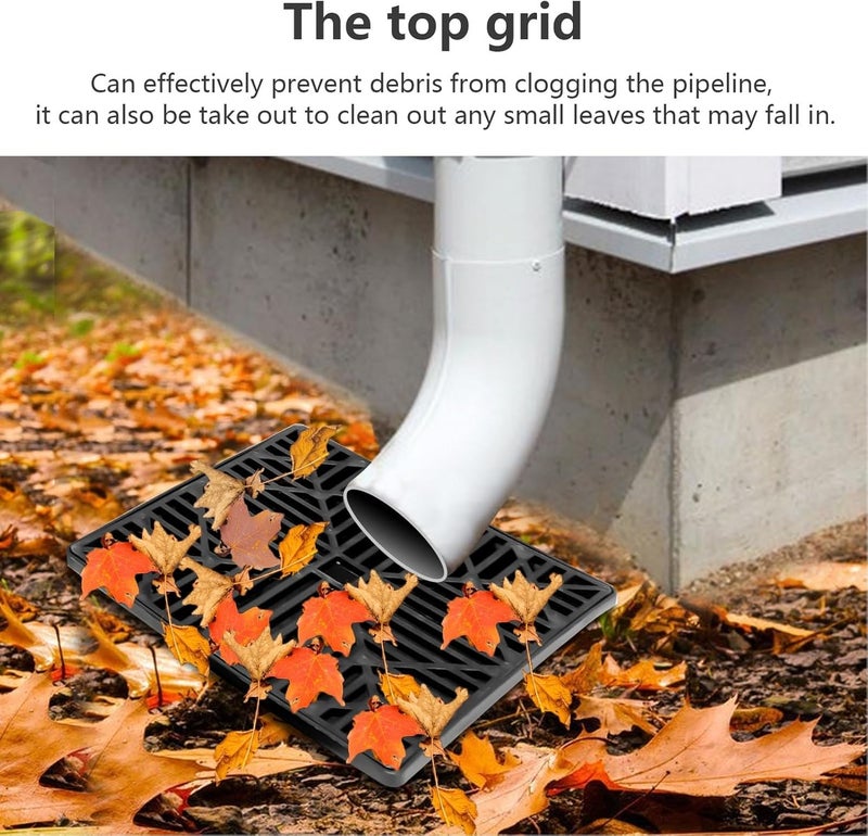 equlup Catch Basin Downspout Extension, 2.5-8ft No Digging Catch Basin Gutters Low Profile Downspout Extender Dual Drain Hole Rainwater Diverter - Image 3